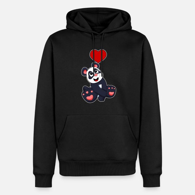 Panda mit Herz - Männer Premium Bio Hoodie - Schwarz