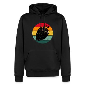 Vintage Retro Erdbeere Frucht Obst Erdbeeren - Männer Premium Bio Hoodie - Schwarz - Vorne - Nico (187cm)
