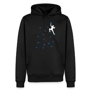 Bouldern Klettern Blaue Boulder Griffe Mann Herren - Männer Premium Bio Hoodie - Schwarz - Vorne - Nico (187cm)