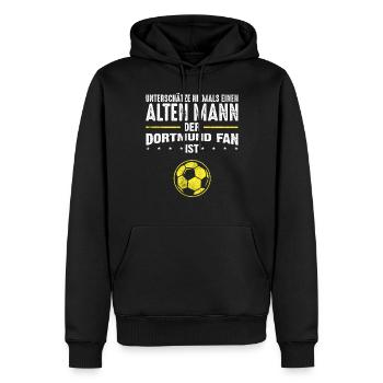 Dortmund Fan Dortmunder Fußball - Männer Premium Bio Hoodie - Schwarz - Vorne - Nico (187cm)