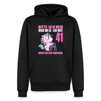 Bitte kein Neid 41 Jahre Einhorn 41. Geburtstag - Männer Premium Bio Hoodie - Schwarz - Vorne - Nico (187cm)