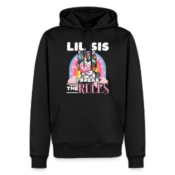 Jüngste Schwester Zwillingsschwester Einhorn - Männer Premium Bio Hoodie - Schwarz - Vorne - Nico (187cm)
