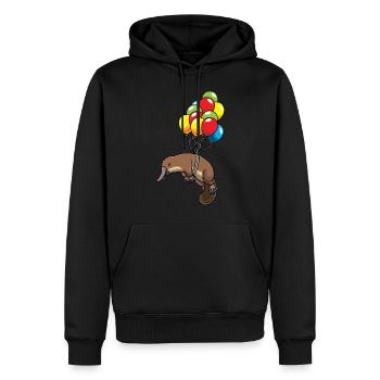 Schnabeltier mit Luftballons lustige Tiere - Männer Premium Bio Hoodie - Schwarz - Vorne - Nico (187cm)