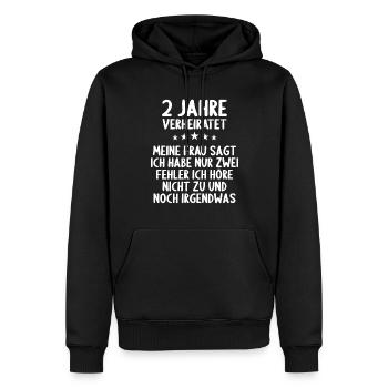 2 Jahre verheiratet lustig 2. Hochzeitstag - Männer Premium Bio Hoodie - Schwarz - Vorne - Nico (187cm)