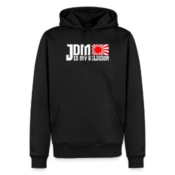JDM est ma religion Motorsport Auto Tuning - Sweat à capuche Premium bio Homme - noir - Devant - Nico (187cm)