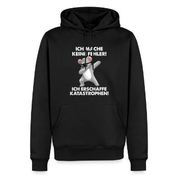 Ich mache keine Fehler ich erschaffe Katastrophen - Männer Premium Bio Hoodie - Schwarz - Vorne - Nico (187cm)
