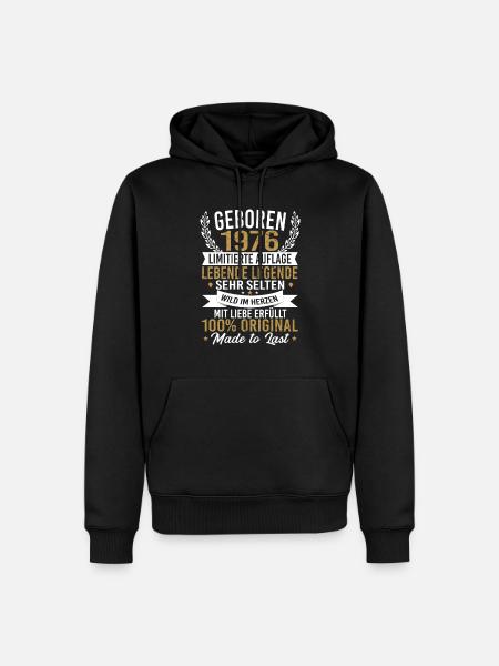 geboren 1976 - Männer Premium Bio Hoodie - Schwarz
