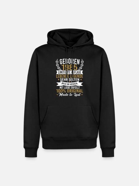 geboren 1985 - Männer Premium Bio Hoodie - Schwarz