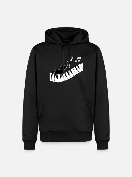 Piano Dog Piano I Funny Animals | Music - Men’s Premium Organic Hoodie - black