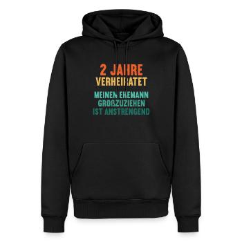 2 Jahre verheiratet lustig 2. Hochzeitstag - Männer Premium Bio Hoodie - Schwarz - Vorne - Nico (187cm)