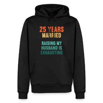 25 ans marié drôle 25ème anniversaire de mariage - Sweat à capuche Premium bio Homme - noir - Devant - Nico (187cm)