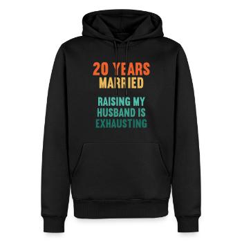 20 ans marié drôle 20ème anniversaire de mariage - Sweat à capuche Premium bio Homme - noir - Devant - Nico (187cm)
