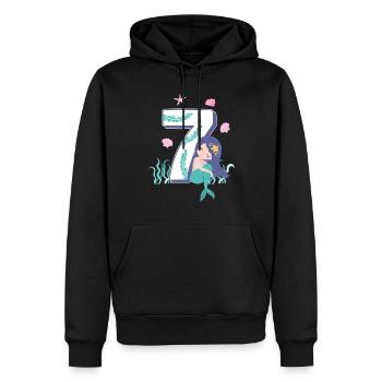 Anniversaire des enfants 7ème anniversaire Sirène Fille - Sweat à capuche Premium bio Homme - noir - Devant - Nico (187cm)