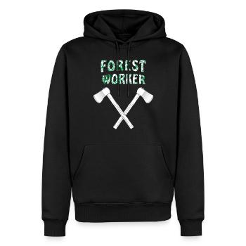AXT FOREST WORKER - Men’s Premium Organic Hoodie - black - Front - Nico (187cm)