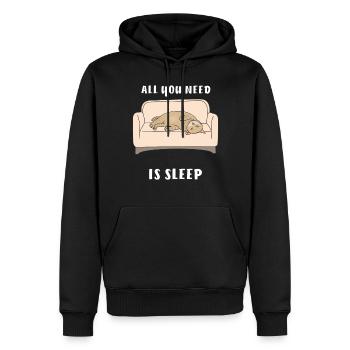 CHAT TOUT CE DONT VOUS AVEZ BESOIN EST LE SOMMEIL - Sweat à capuche Premium bio Homme - noir - Devant - Nico (187cm)