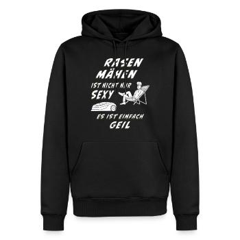 RASENROBOTER RASEN MÄHEN - Männer Premium Bio Hoodie - Schwarz - Vorne - Nico (187cm)