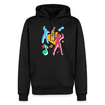 90er Jahre 1990er Neunziger Outfit Mottoparty - Männer Premium Bio Hoodie - Schwarz - Vorne - Nico (187cm)