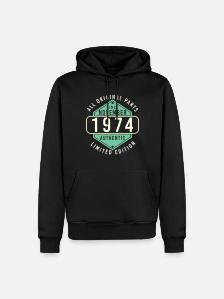 Né novembre 1974 Millésime - Sweat à capuche Premium bio Homme - noir