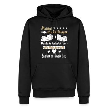 MAMA VON ZWILLINGEN - Männer Premium Bio Hoodie - Schwarz - Vorne - Nico (187cm)