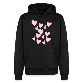 Zart Rosa Herzen - Männer Premium Bio Hoodie - Schwarz - Vorne - Nico (187cm)