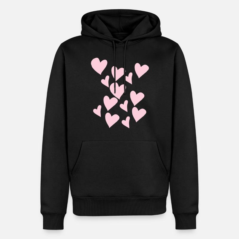 Cœurs roses délicats - Sweat à capuche Premium bio Homme - noir