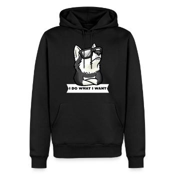 Têtu Pomsky chien drôle fan de chien - Sweat à capuche Premium bio Homme - noir - Devant - Nico (187cm)