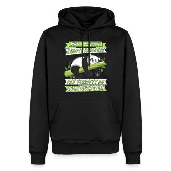 PANDA BÄR WAS DU HEUTE KANNST - Männer Premium Bio Hoodie - Schwarz - Vorne - Nico (187cm)