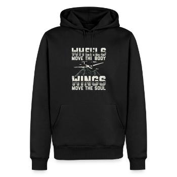 Les ailes déplacent l’âme - Idée cadeau de vol à voile - Sweat à capuche Premium bio Homme - noir - Devant - Nico (187cm)