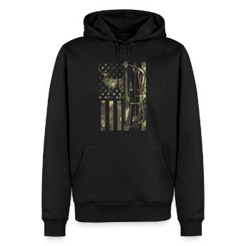Bow & Arrow Chasse à l’arc Chasse au cerf - Sweat à capuche Premium bio Homme - noir - Devant - Nico (187cm)