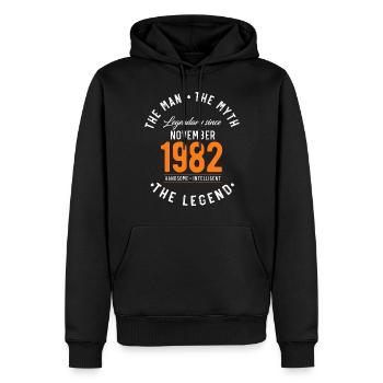 Légendaire depuis novembre 1982 L’Homme Le Mythe - Sweat à capuche Premium bio Homme - noir - Devant - Nico (187cm)
