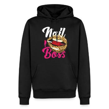 Nail Tech Quote Work Uniform Nail - Männer Premium Bio Hoodie - Schwarz - Vorne - Nico (187cm)