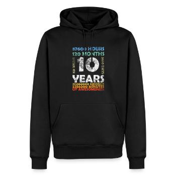 10 ans 120 mois Génial 10e anniversaire - Sweat à capuche Premium bio Homme - noir - Devant - Nico (187cm)