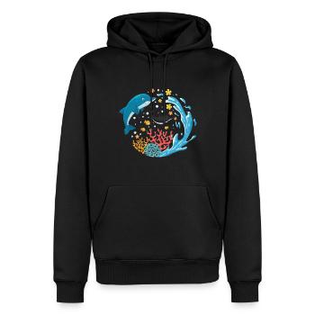 Delfin - Männer Premium Bio Hoodie - Schwarz - Vorne - Nico (187cm)