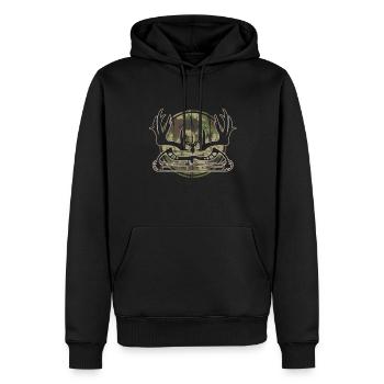 Chasse Camouflage Arc Chasseur Cerf Chasseur Chasse à l’arc - Sweat à capuche Premium bio Homme - noir - Devant - Nico (187cm)