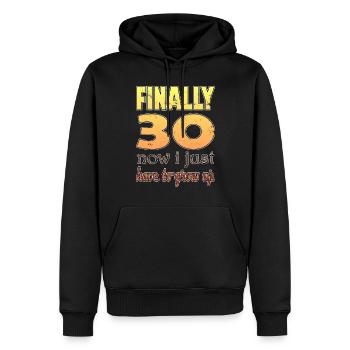 Enfin 30 maintenant je n’ai plus qu’à grandir - Sweat à capuche Premium bio Homme - noir - Devant - Nico (187cm)