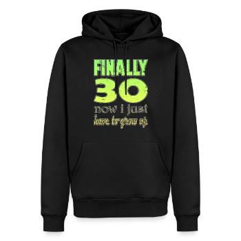 Enfin 30 maintenant je n’ai plus qu’à grandir - Sweat à capuche Premium bio Homme - noir - Devant - Nico (187cm)