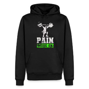 Mode Douleur Sur Gym Musculation Fitness Powerlifting - Sweat à capuche Premium bio Homme - noir - Devant - Nico (187cm)