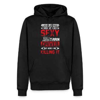Chauffeur de train sexy - Sweat à capuche Premium bio Homme - noir - Devant - Nico (187cm)