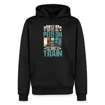 Conducteur de train cool - Sweat à capuche Premium bio Homme - noir - Devant - Nico (187cm)