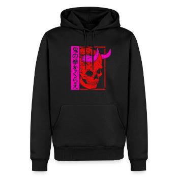 Japanese Demon Art Face Skull Devil Oni Vaporwave - Männer Premium Bio Hoodie - Schwarz - Vorne - Nico (187cm)