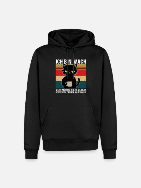Morgenmuffel Katze - Männer Premium Bio Hoodie - Schwarz