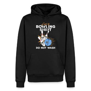 Lucky Bowling Shirt Ne pas laver - Bowling Bowler - Sweat à capuche Premium bio Homme - noir - Devant - Nico (187cm)
