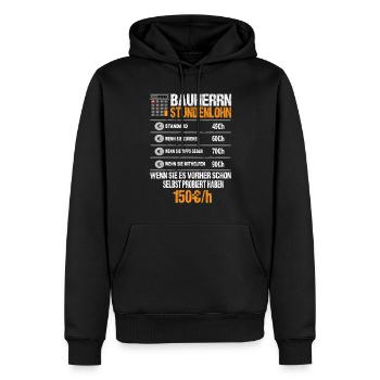 Bauherr Stundenlohn - Männer Premium Bio Hoodie - Schwarz - Vorne - Nico (187cm)