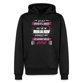 JUNGE DER MEIN HERZ EROBERT HAT ER NENNT MICH OPA - Männer Premium Bio Hoodie - Schwarz - Vorne - Nico (187cm)