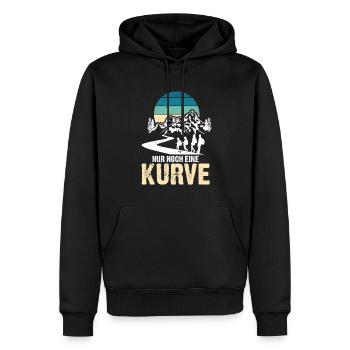Nur noch eine Kurve dann sind wir da Wandern Berge - Männer Premium Bio Hoodie - Schwarz - Vorne - Nico (187cm)