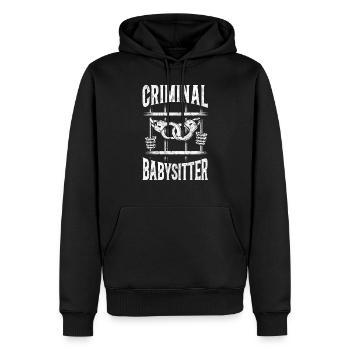 Menottes d’agent correctionnel - Sweat à capuche Premium bio Homme - noir - Devant - Nico (187cm)