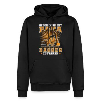 Sohn Nachwuchs Bagger Papa Geschenkidee - Männer Premium Bio Hoodie - Schwarz - Vorne - Nico (187cm)