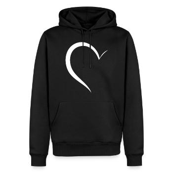 Demi-cœur blanc - Sweat à capuche Premium bio Homme - noir - Devant - Nico (187cm)