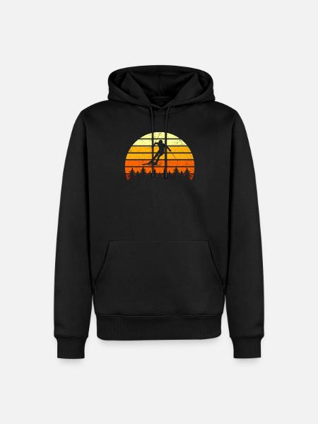 Ski Rétro - Sweat à capuche Premium bio Homme - noir