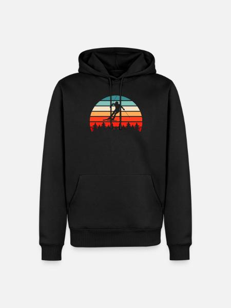 Ski Rétro - Sweat à capuche Premium bio Homme - noir